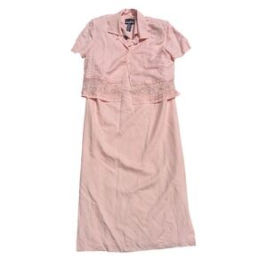 Vintage Positive Attitude Pink Linen Blend 2 Piece Sundress & Jacket Women's‎ 10